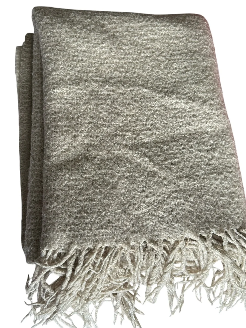 Crate & Barrel Letti Ombré Throw 50x70 Neutral Blanket Fringe Cottage Minimalist